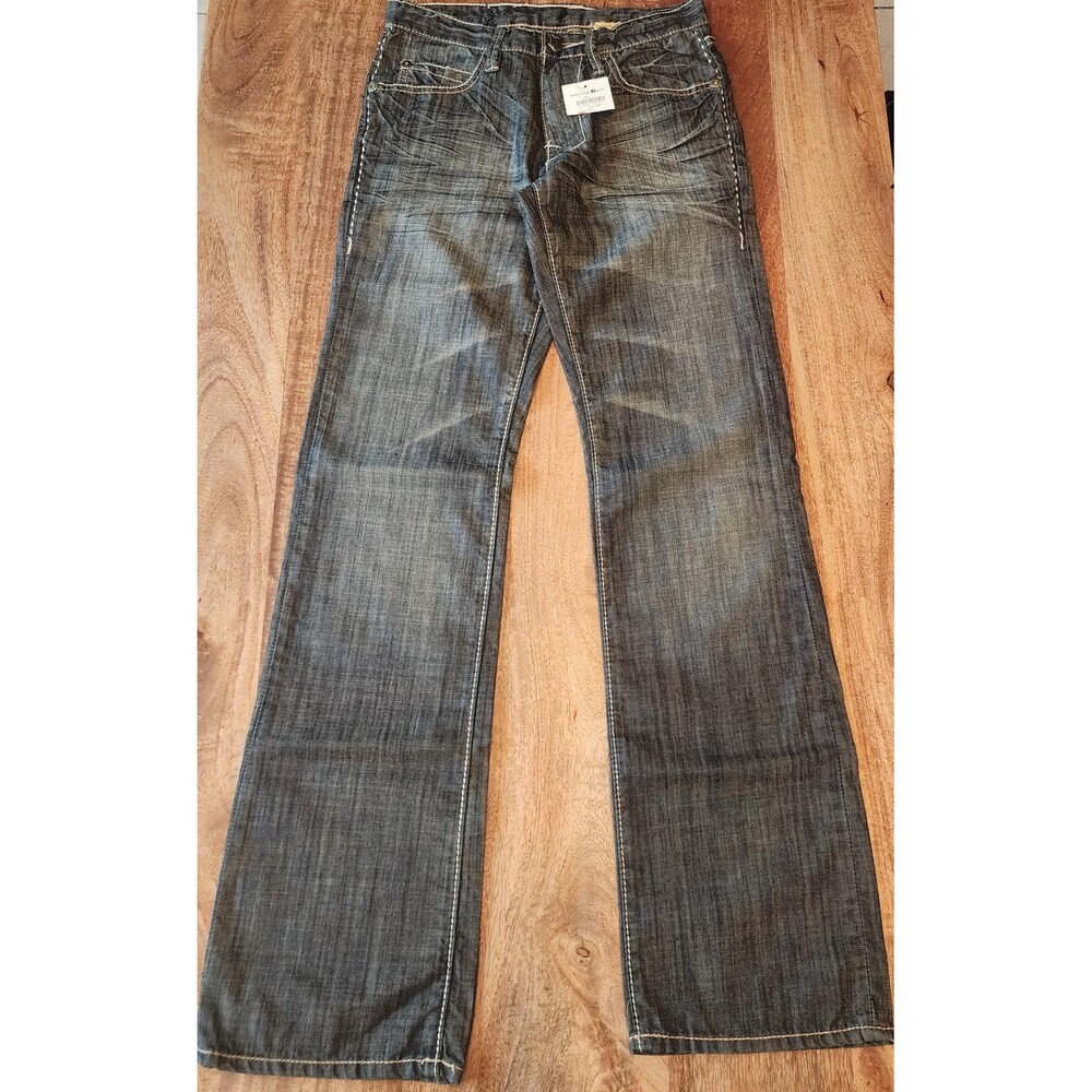 Monarchy Jeans Womens 28 Blue Medium Wash Mid Rise Slim Bootcut Embellished